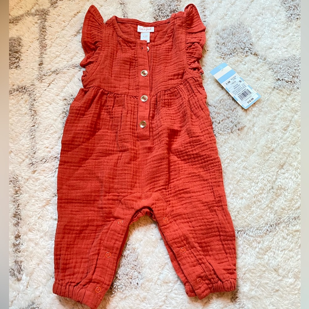 NWT Cat & jack red sleeveless onesie 3M